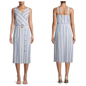 Time and Tru Button Dress with Belt Blue Large